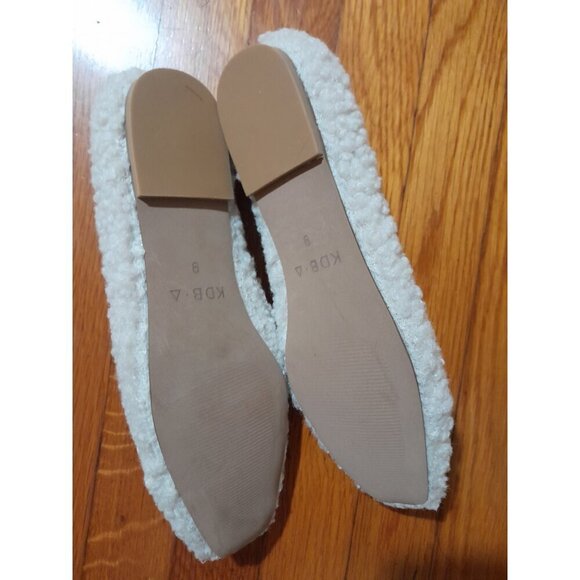 Square Toe Kelsi Dagger Natural White Sherling Ballet Flats Size 9 - Picture 9 of 10
